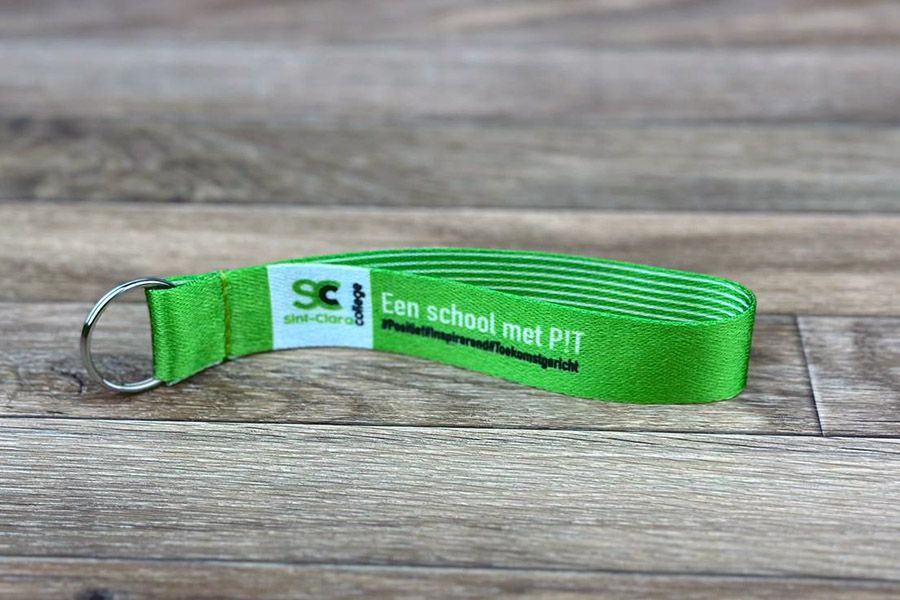 sleutelhanger uit PET stof voor het Sint-Clara College
